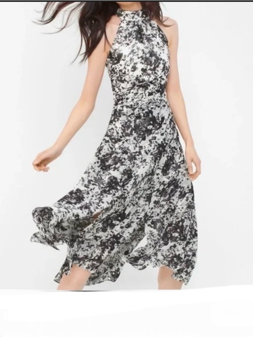 White House Black Market Chifon Halter Floral-Print Midi Dress